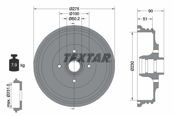 Тормозной барабан TEXTAR 94018900