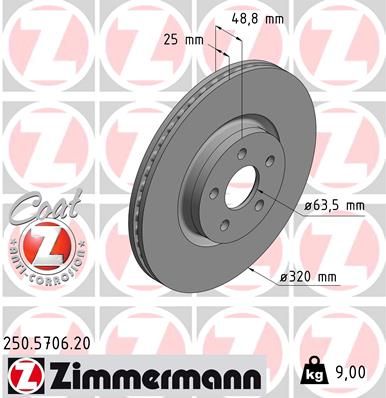 Тормозной диск ZIMMERMANN 250570620