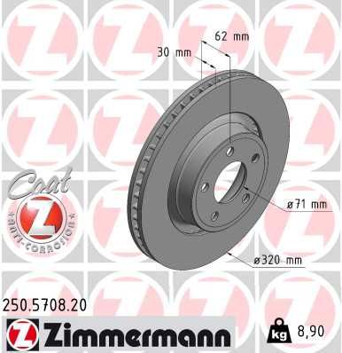 Тормозной диск ZIMMERMANN 250570820