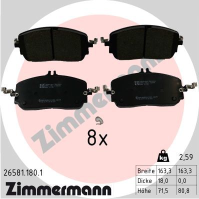 Комплект тормозных колодок, дисковый тормоз ZIMMERMANN 265811801