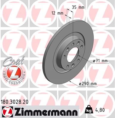 Тормозной диск ZIMMERMANN 180302820