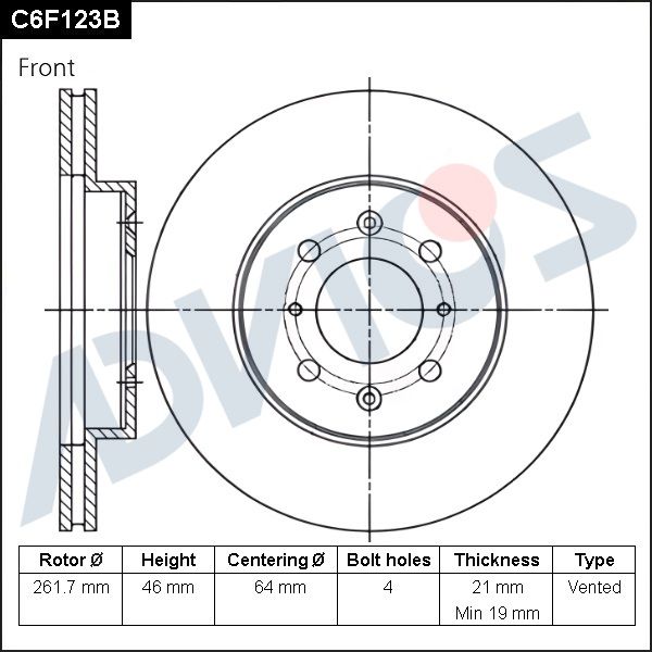 Тормозной диск ADVICS C6F123B