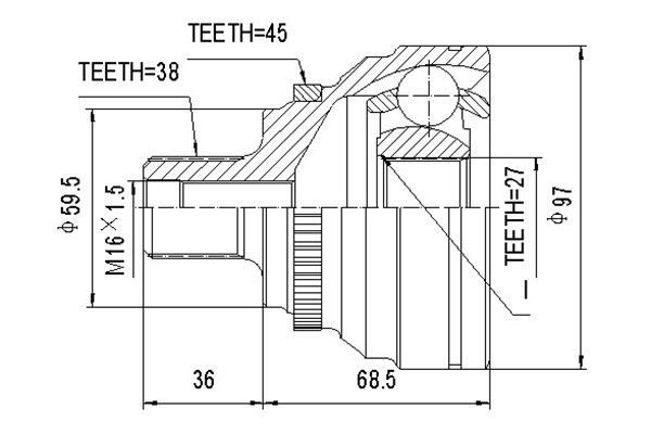 Шарнирный комплект, приводной вал DYNAMATRIX DCV803017