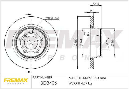 Тормозной диск FREMAX BD3406