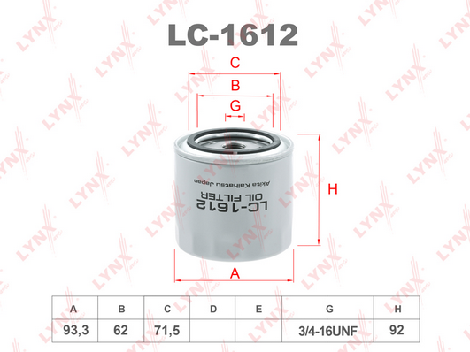 Масляный фильтр LYNX LC1612