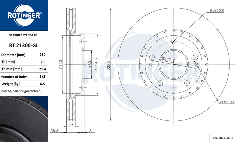 Тормозной диск ROTINGER RT21300GL