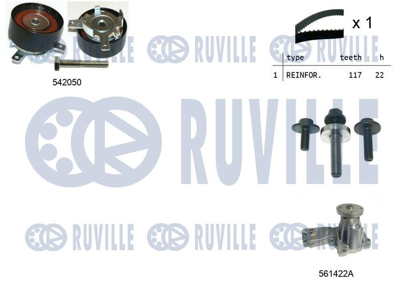 Водяной насос + комплект зубчатого ремня RUVILLE 5503041