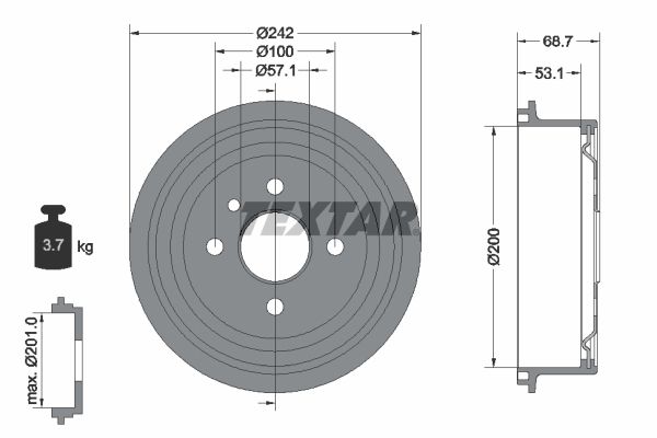Тормозной барабан TEXTAR 94048600