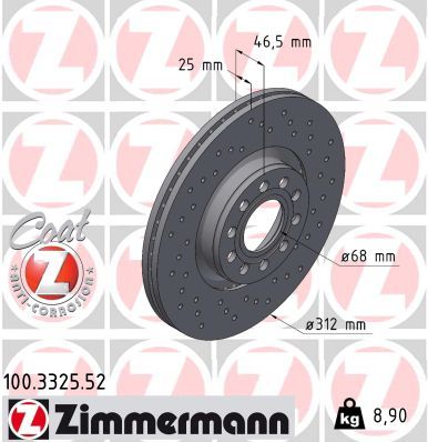 Тормозной диск ZIMMERMANN 100332552