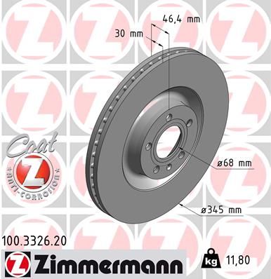 Тормозной диск ZIMMERMANN 100332620
