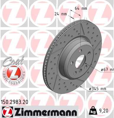 Тормозной диск ZIMMERMANN 150298320