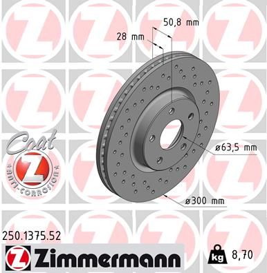 Тормозной диск ZIMMERMANN 250137552
