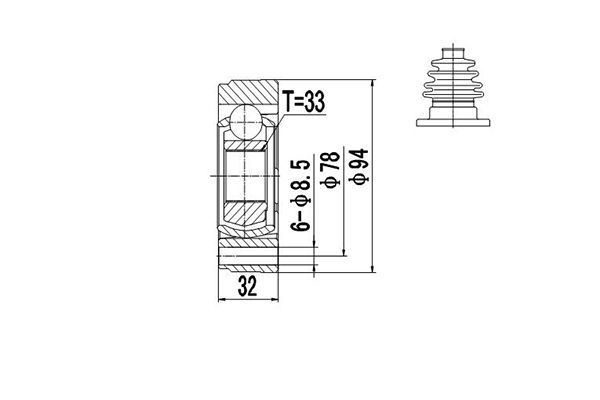 Шарнирный комплект, приводной вал DYNAMATRIX DCV603004