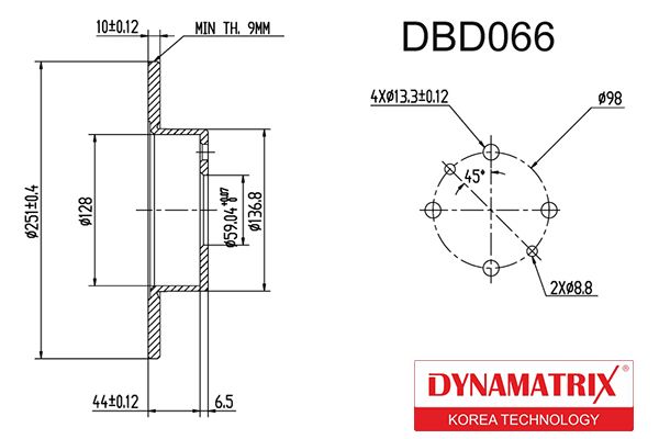 Тормозной диск DYNAMATRIX DBD066