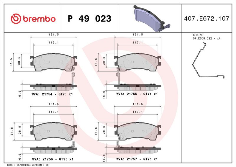 Комплект тормозных колодок, дисковый тормоз BREMBO P49023