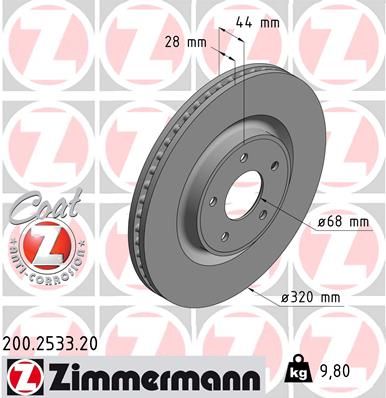 Тормозной диск ZIMMERMANN 200253320