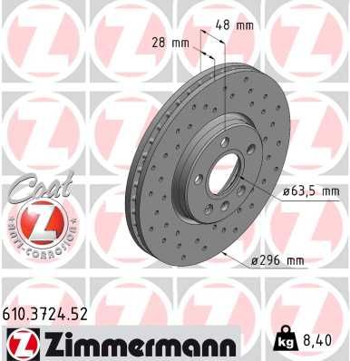 Тормозной диск ZIMMERMANN 610372452