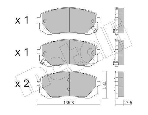 Комплект тормозных колодок, дисковый тормоз METELLI 2213730