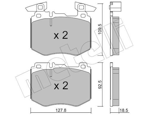 Комплект тормозных колодок, дисковый тормоз METELLI 2213880