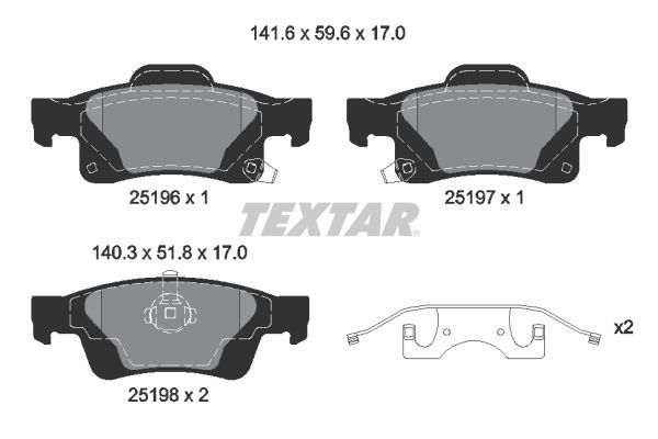 Комплект тормозных колодок, дисковый тормоз TEXTAR 2519603