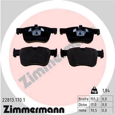 Комплект тормозных колодок, дисковый тормоз ZIMMERMANN 228131701