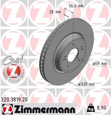 Тормозной диск ZIMMERMANN 320381920