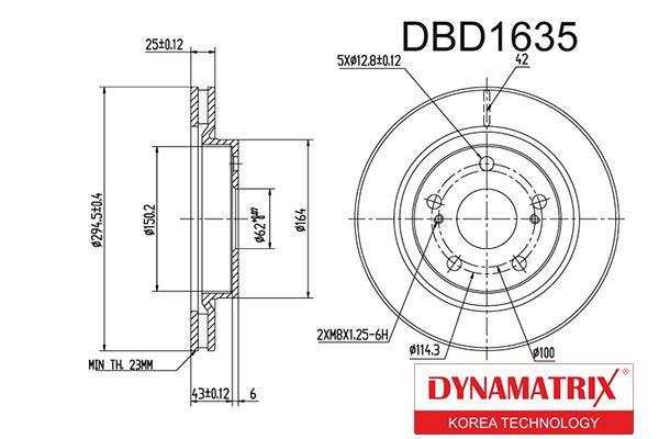 Тормозной диск DYNAMATRIX DBD1635