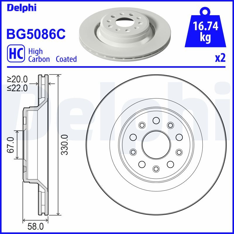 Тормозной диск DELPHI BG5086C