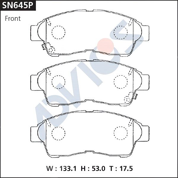 Комплект тормозных колодок, дисковый тормоз ADVICS SN645P