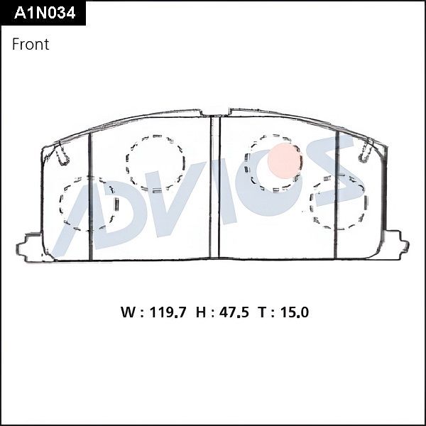 Комплект тормозных колодок, дисковый тормоз ADVICS A1N034