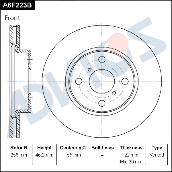Тормозной диск ADVICS A6F223B