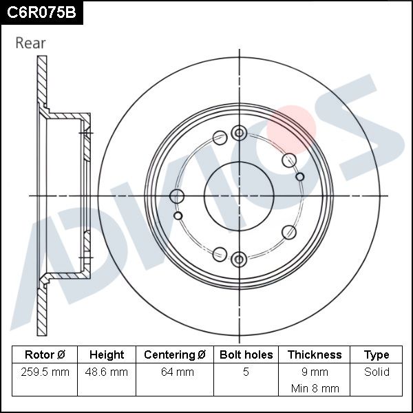 Тормозной диск ADVICS C6R075B