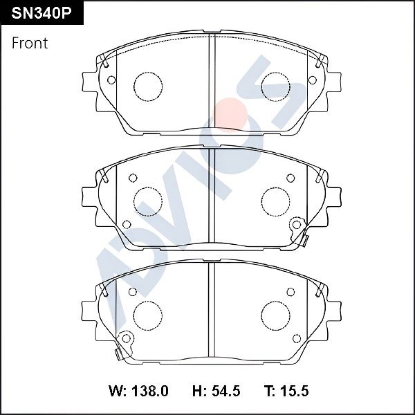 Комплект тормозных колодок, дисковый тормоз ADVICS SN340P