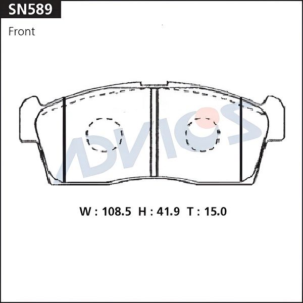 Комплект тормозных колодок, дисковый тормоз ADVICS SN589