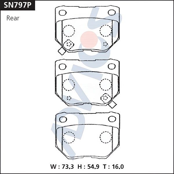 Комплект тормозных колодок, дисковый тормоз ADVICS SN797P