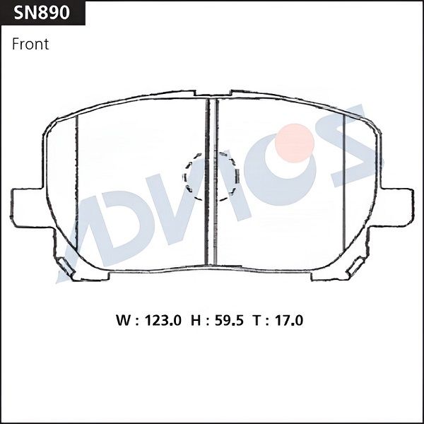 Комплект тормозных колодок, дисковый тормоз ADVICS SN890