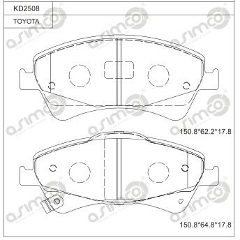 Комплект тормозных колодок, дисковый тормоз ASIMCO KD2508