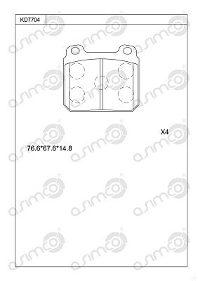 Комплект тормозных колодок, дисковый тормоз ASIMCO KD7704