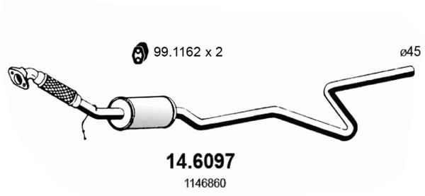 Средний глушитель выхлопных газов ASSO 146097