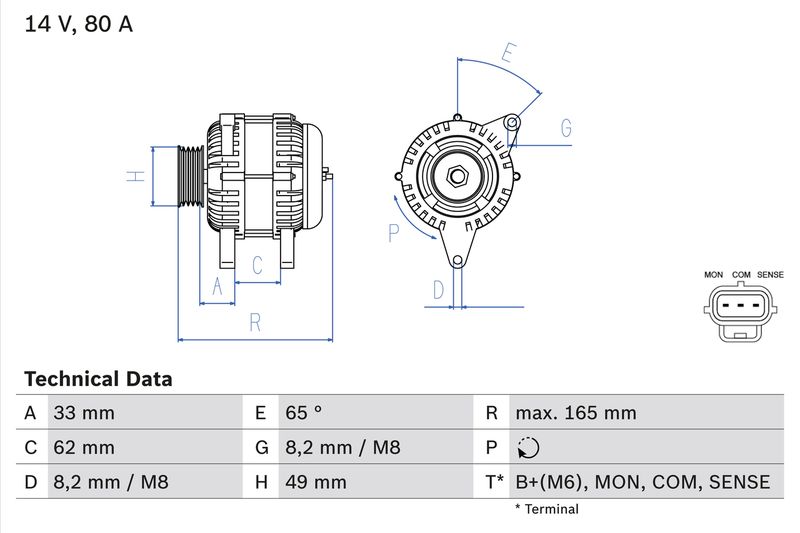 Генератор BOSCH 0986044671