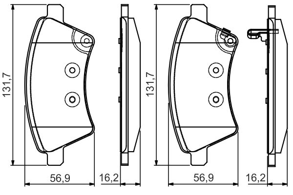Комплект тормозных колодок, дисковый тормоз BOSCH 0986495101