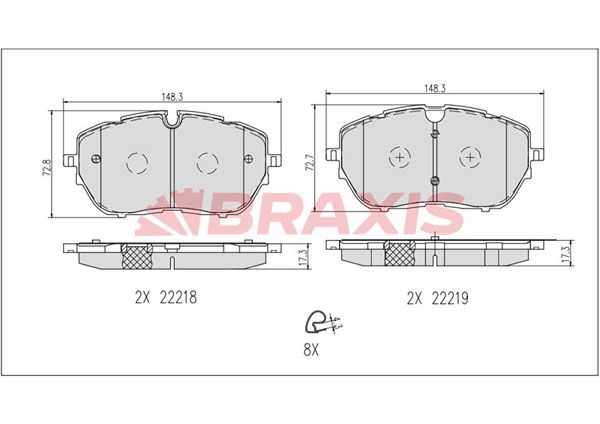 Комплект тормозных колодок, дисковый тормоз BRAXIS AB0640