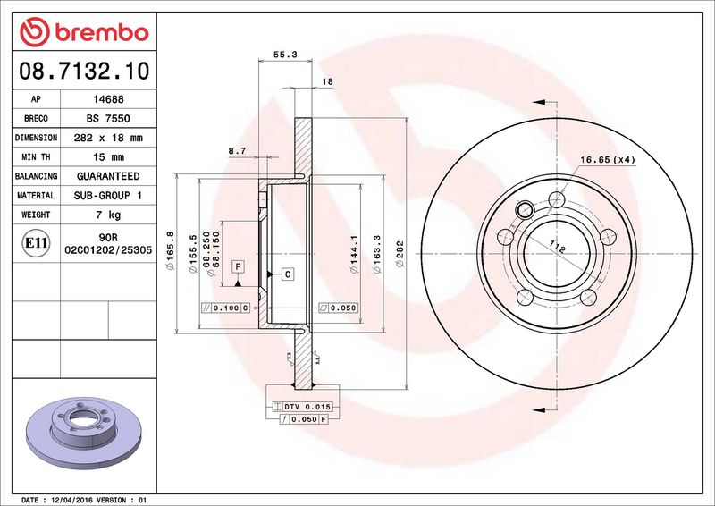 Тормозной диск BREMBO 08713210