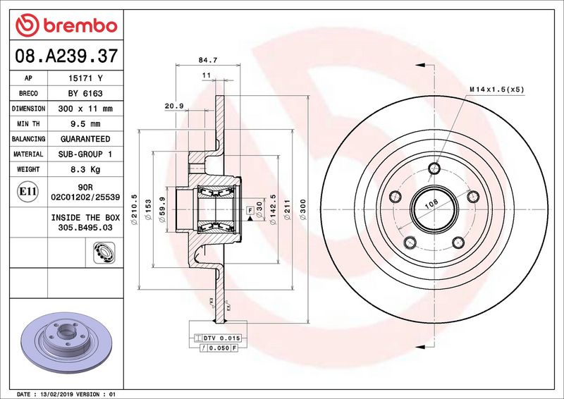 Тормозной диск BREMBO 08A23937
