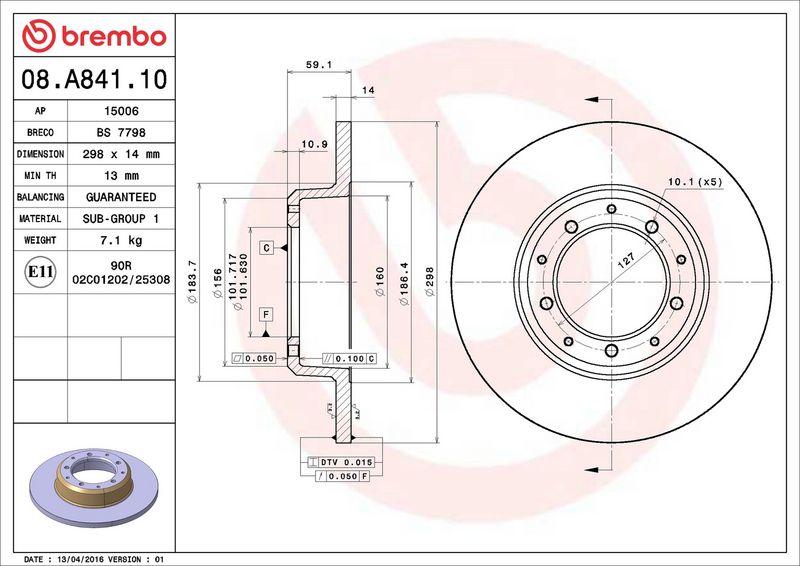 Тормозной диск BREMBO 08A84110