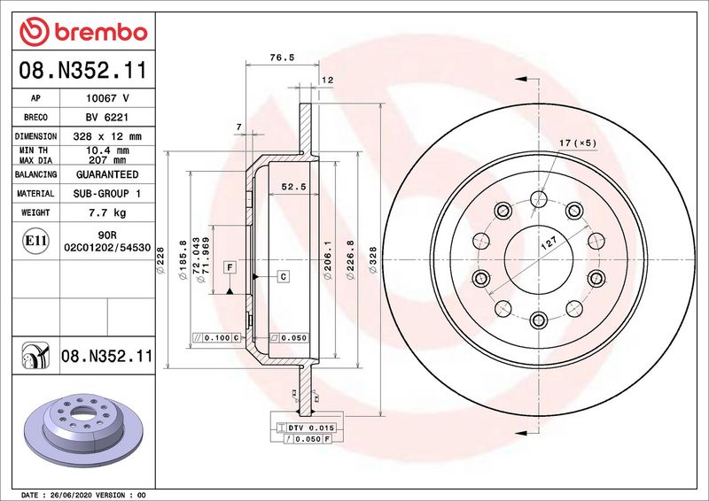 Тормозной диск BREMBO 08N35211