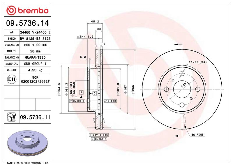 Тормозной диск BREMBO 09573611