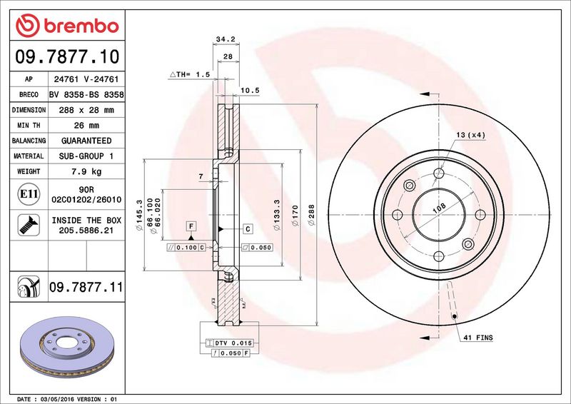 Тормозной диск BREMBO 09787711