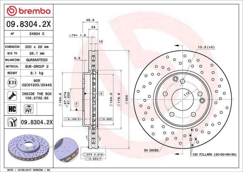 Тормозной диск BREMBO 0983042X