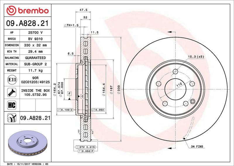 Тормозной диск BREMBO 09A82821